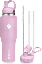 Load image into Gallery viewer, SENDESTAR SENDESTAR 40oz Stainless Steel Water Bottle(Cold for 48 Hrs, Hot for 24 Hrs),Double Wall Vacuum Insulated Bottle with Straw Lid, Spout Lid and Flex Cap, Fit in Any Car Cup Holder