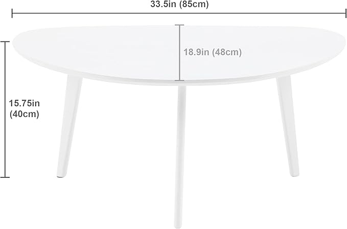FIRMINANA Small White Oval Coffee Table for Small Space,Simple Modern Table for Apartment or Livingroom Corner,White,18.9" D x 33.47" W x 15.75" H