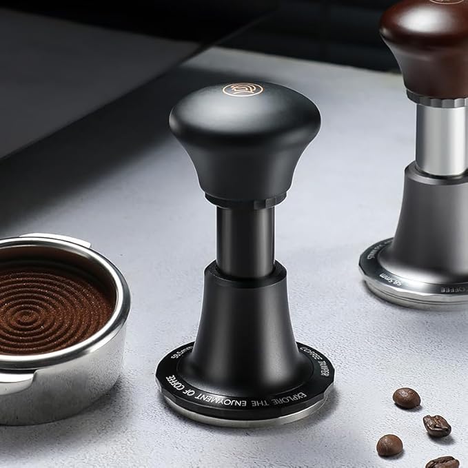 Coffee Expresso Hand Tamper 3 Spring Loaded Calibrated 30lbs Sound Feedback for Espresso Machine 58mm Black