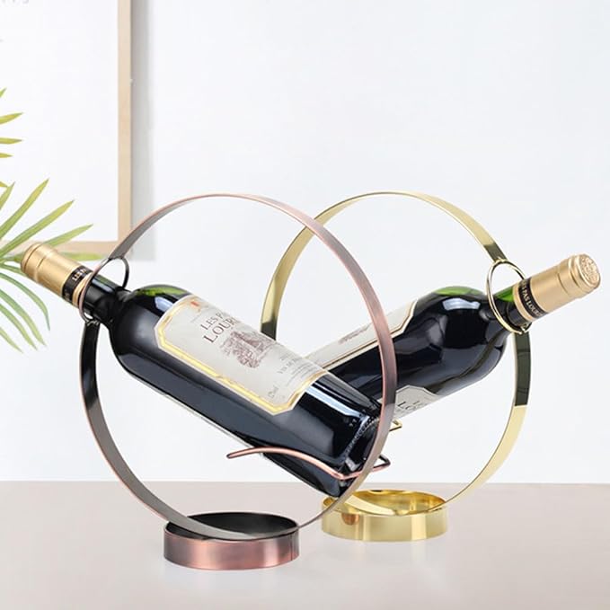 Metal Single Tabletop Wine Rack – Freestanding Countertop Decorative Wine Bottle Holder, Unique Wine Gifts and Accessories for Wine Lovers (Oil Rubbed Bronze)