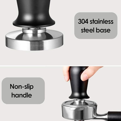 53mm Coffee Tamper Stainless Steel Espresso Tamper with Spring Loaded Coffee Calibrated Tamper Flat Base Barista Office Family Espresso Coffee Maker Accessories(with Spring, 53mm)