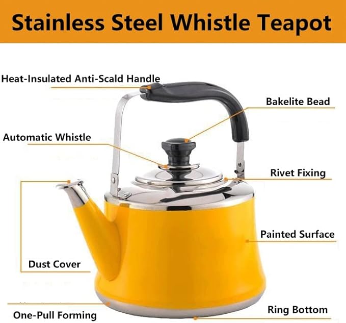 Stainless Steel Whistling Tea Kettle, Stove Top Whistling Tea Pot, Cute Candy Colors Teakettles with Ergonomic Handle for Gas, Induction, Electric Stove Tops (Color : 9, Size : 3liter)