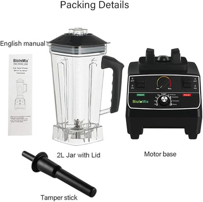 BioloMix Professional Countertop Blender Smoothie Mixer with 68Oz BPA Free Pitcher, Smart Timer And Pre Programed Peak 2200W Power Mixer With 8 Blades for Crushing Ice, Frozen Dessert