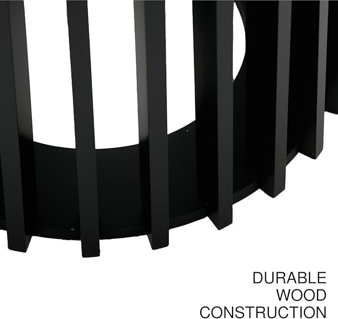 DUOMAY Black Round Bar Table, 43.5" High Wood Bar Table with Stylish Geometric Base, Modern Style Cocktail Tables for Parties, Kitchen, Dining Room, Coffee Shop