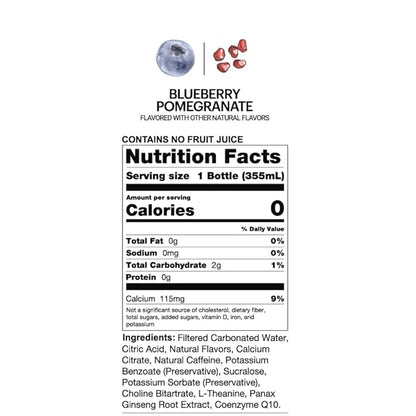 UPTIME Energy Drink, Blueberry Pomegranate, 12 Pack, Vitamin C, L Theanine, Calcium, Sugar Free Energy Drinks for Focus Support, 142mg of Natural Caffeine, 0 Calories, Clean, Natural, 12 fl oz Cans