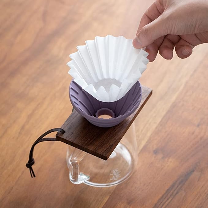 Pour Over Coffee Dripper,V60 and Cake Cup Filter Paper Silicone Coffee Funnel Filter,Reusable Dripper Coffee Filter with Wood Base Coffee Dripper Accessory for Coffee Pot Coffee Maker (Purple)