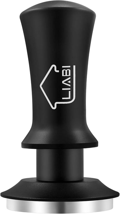 Coffee Tamper 51mm, Espresso Tamper with 2 Spring Loaded Tamper, Barista Coffee Tamper Tools with Aluminum Tamper Stand Holder, 100% Stainless Steel Flat Base Tamper for Espresso Machine(Black)