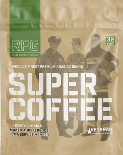 RPG Super Coffee Blend - 32 Sachets - Instant Coffee Packets Single Serve Packets Medium Dark Roast Flavor Instant Coffee Singles Individually Packaged Micro Ground