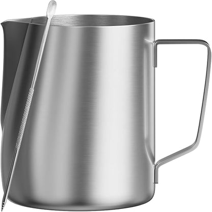 Milk Frothing Pitcher, 30 Oz/900 ML Milk Frother Steamer Cup Stainless Steel Espresso Cup with Decorating Pen