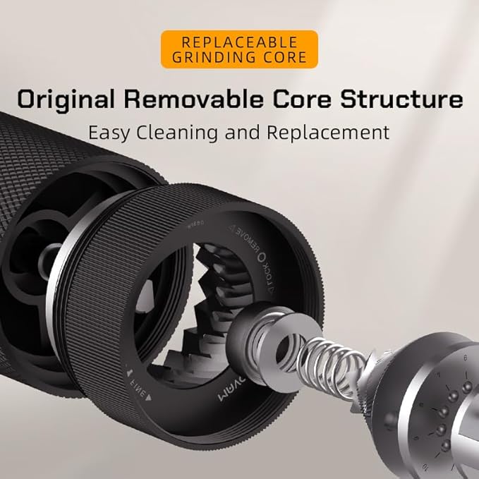 MAVO Manual Coffee Grinder, Wizard Hand Coffee Grinder, Capacity 25g with 2PCS CNC Stainless Steel Conical Burr -Pentagon and Hexagonal, Burr Coffee Bean Grinder for French Press, Pour Over, Black