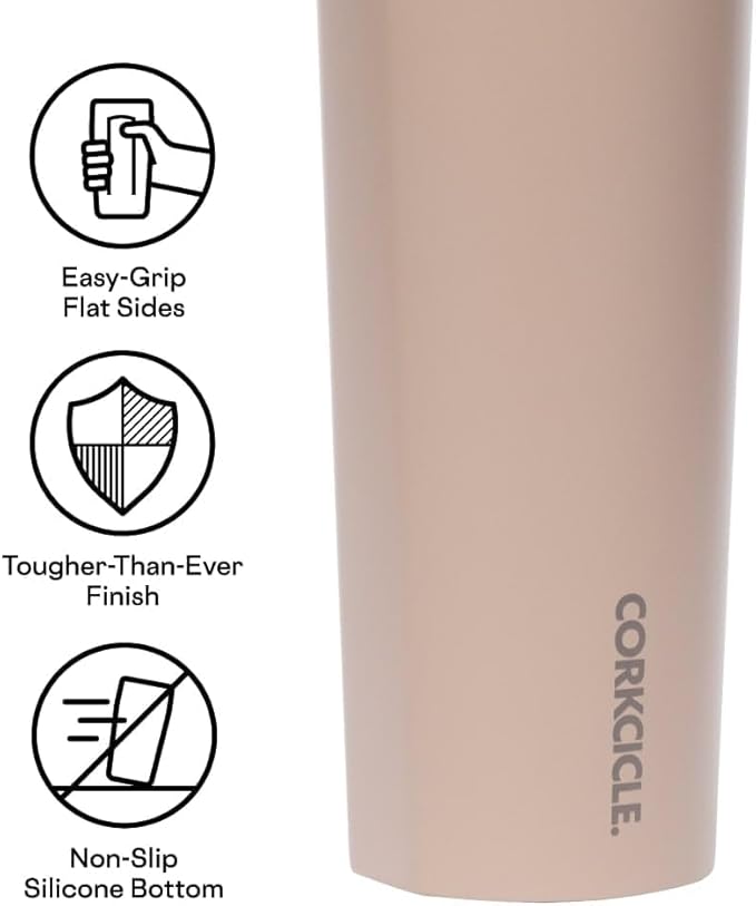 Corkcicle Classic Canteen - Keeps Drinks Cold for 25 Hours - Triple-Insulated Stainless Steel - Dishwasher Safe - Summer Drinkware Gift - Keeps Drinks Ice Cold - 16 oz - Desert