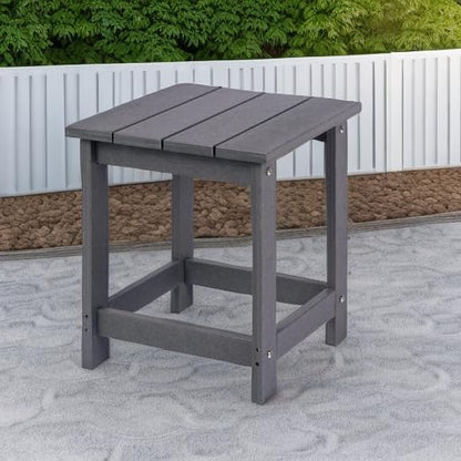 LZRS Adirondack Square Outdoor Side Table for Patio, Pool Composite Patio Table,HDPE End Tables for Backyard,Pool, Indoor Companion, Easy Maintenance & Weather Resistant(Grey)
