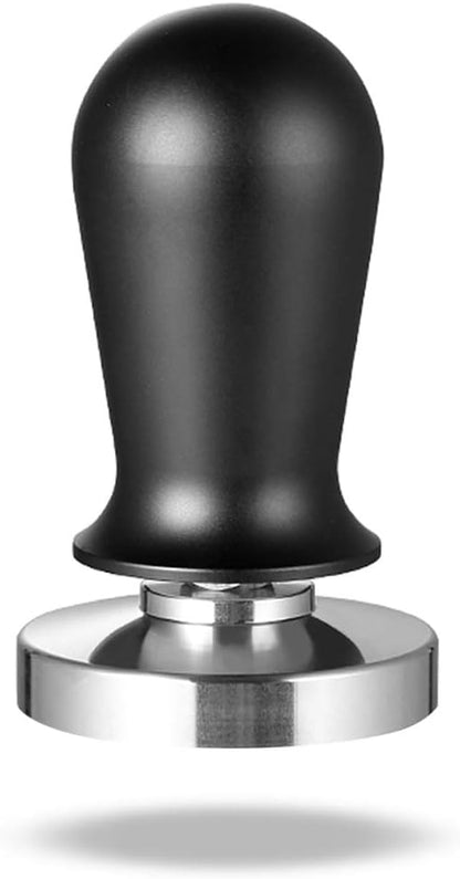 51mm Coffee Tamper Stainless Steel Espresso Tamper with Spring Loaded Coffee Calibrated Tamper Flat Base Barista Office Family Espresso Coffee Maker Accessories(with Spring, 51mm)