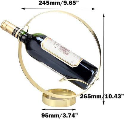 Metal Single Tabletop Wine Rack – Freestanding Countertop Decorative Wine Bottle Holder, Unique Wine Gifts and Accessories for Wine Lovers (2PCS Golden)