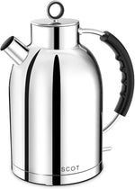 Load image into Gallery viewer, ASCOT Electric Kettle, Electric Tea Kettle Hot Water Kettle Stainless Steel Kettle 1.5L 1500W Tea Heater &amp; Boiling Water, Auto Shut-Off and Boil-Dry Protection (Polished Silver)