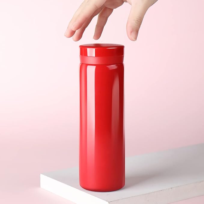 Mini Thermos Cute Water Bottle - 7 oz Tiny Insulated Vacuum 18/10 Stainless Steel Small Flask - Leak Proof & Spill Proof & Keeps Cold and Hot for Drink, Coffee, Tea - Red
