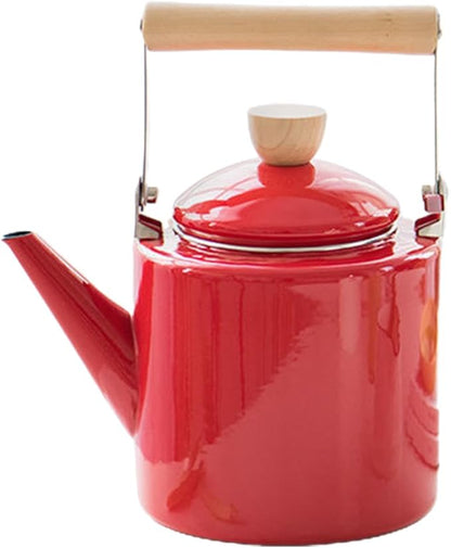 Cabilock Enamel Kettle Chinese Teapot Boiler Hot Water Kettle Enameled Teakettle Coffee Maker Water Beverage Drink Dispenser for Stovetop Camping Cookware 2.4L