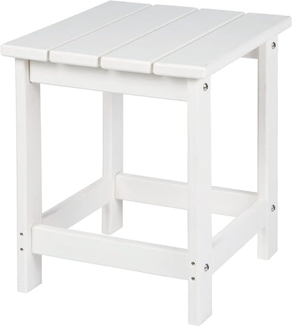 LZRS Adirondack Square Outdoor Side Table for Patio, Pool Composite Patio Table,HDPE End Tables for Backyard,Pool, Indoor Companion, Easy Maintenance & Weather Resistant(White)