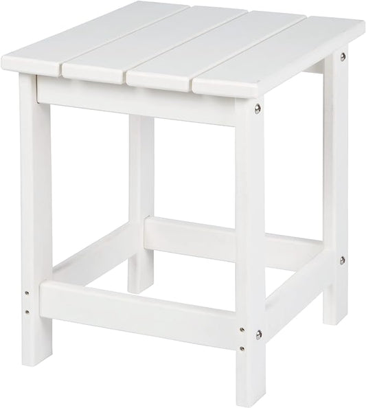 LZRS Adirondack Square Outdoor Side Table for Patio, Pool Composite Patio Table,HDPE End Tables for Backyard,Pool, Indoor Companion, Easy Maintenance & Weather Resistant(White)