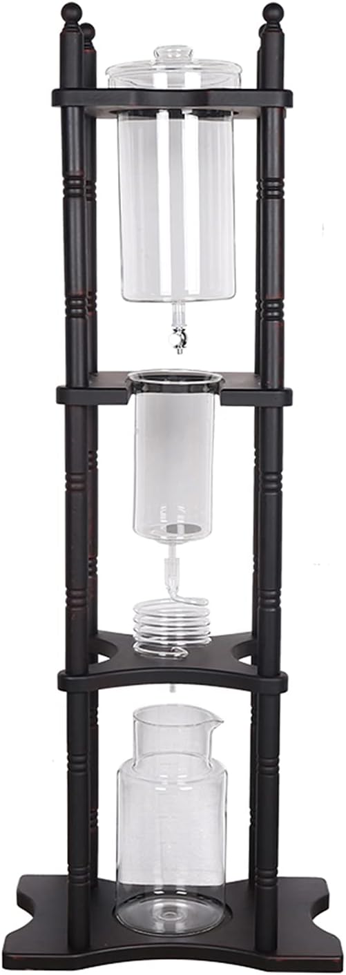 DNYSYSJ Cold Brew Maker, 8 Cups Cold Brew Coffee Maker Cold Brew Dripper Iced Coffee Brewer Maker with Adjustable Rate Valve Wooden Stand for Home and Office Commercial Use