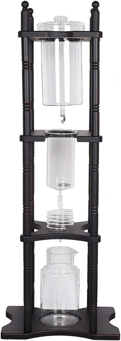 DNYSYSJ Cold Brew Maker, 8 Cups Cold Brew Coffee Maker Cold Brew Dripper Iced Coffee Brewer Maker with Adjustable Rate Valve Wooden Stand for Home and Office Commercial Use