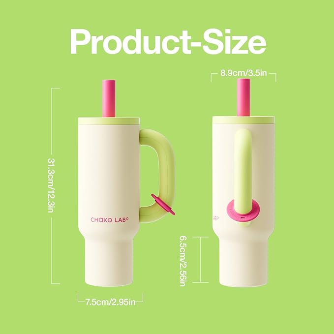 BaWang Insulated Stainless Steel Tumbler | Tumbler with Handle and Straw 33oz | Cup Holder Friendly for Travel | Leakproof Water Bottle | BPA-Free | Cerratic liner| green