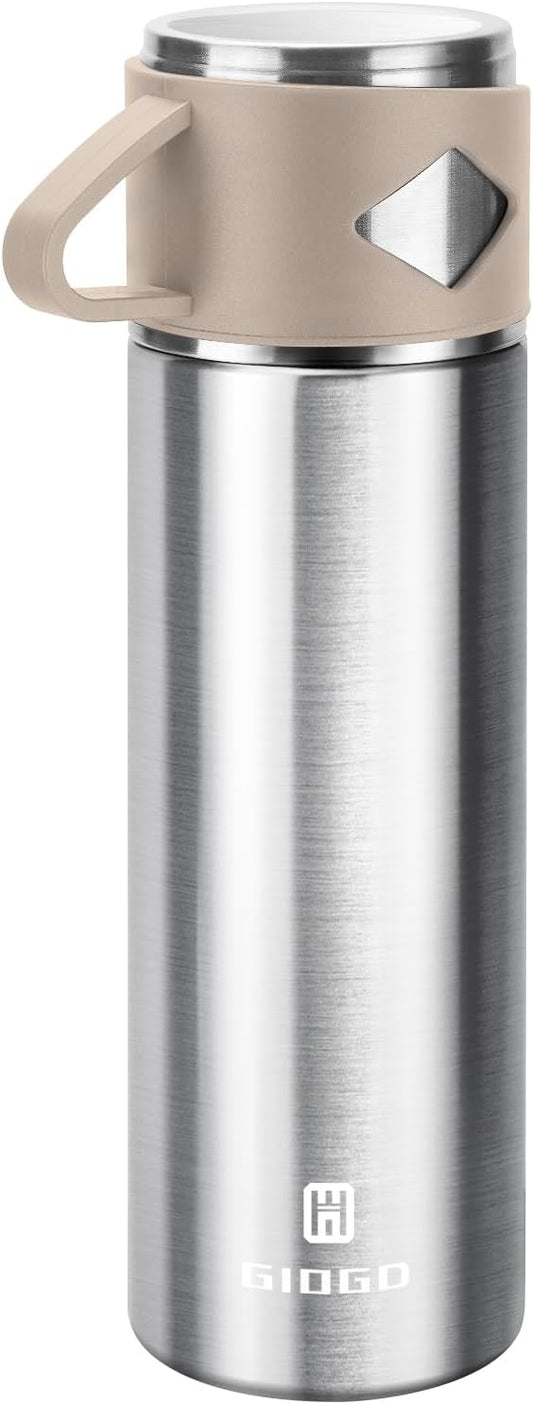 Stainless Steel Thermo 700ml/23.7oz Vacuum Insulated Bottle with Cup for Coffee Hot drink and Cold drink water flask.(Brown,Single)