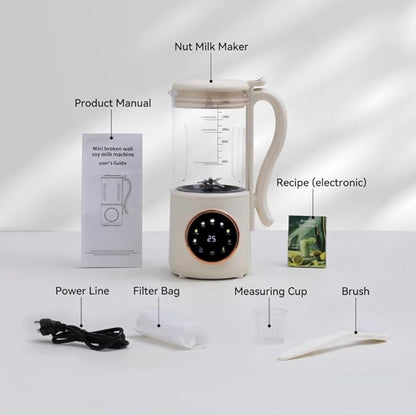 48 oz Nut Milk Maker Machine with 16 Blades, 8 in 1 Automatic Homemade Almond, Oat, Soy, Plant-Based Milk and Dairy Free Beverages, Almond Maker, Self-cleaning, Keep Warm/24-Hour Delay