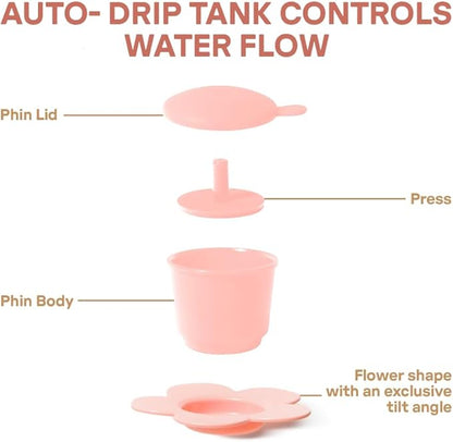 [Holiday Gift] Vietnamese Phin Filter, Plastic Reusable Pour Over Coffee Dripper, Single Cup Coffee Filter with Flower Design for Manual Brewing, Gift for Christmas Thankgiving (Pink)