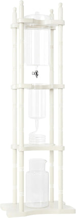 Load image into Gallery viewer, Nispira Cold Brew Drip Tower Iced Coffee Maker Glass Wooden Stand 25 Cups white