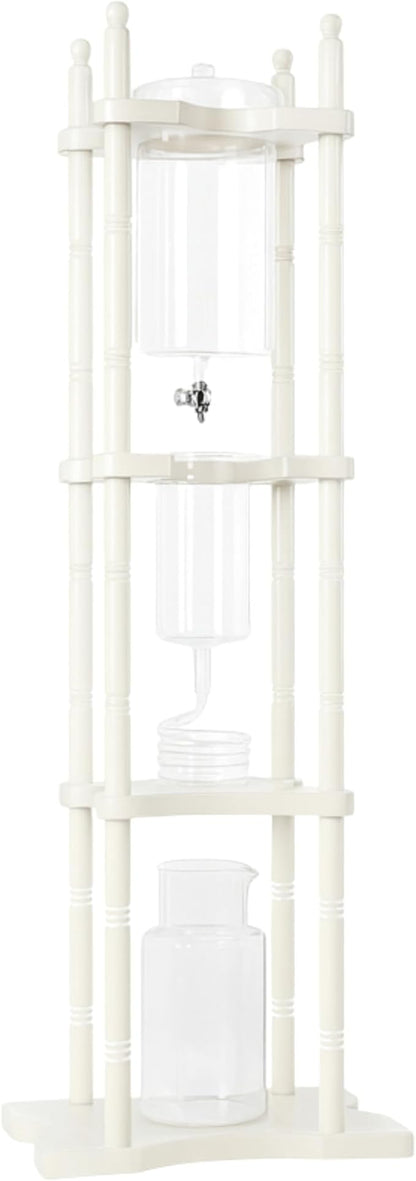 Nispira Cold Brew Drip Tower Iced Coffee Maker Glass Wooden Stand 25 Cups white