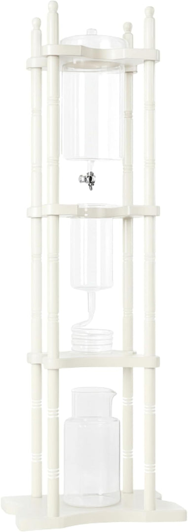 Nispira Cold Brew Drip Tower Iced Coffee Maker Glass Wooden Stand 25 Cups white