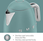 Load image into Gallery viewer, SMEG KLF03 7 Cup Electric Water Kettle, Retro-Style, Soft-Opening Lid, Auto Shut-Off, 360° Swivel Base – Jade