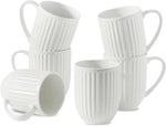 Load image into Gallery viewer, Hasense Ceramic Coffee Mugs Set of 6, 16 Oz Large Ribbed Coffee Cups with Big Handle, Unique Modern Style White Latte Mugs for Tea,Cocoa,Milk,Cappuccino, Microwave &amp; Dishwasher Safe