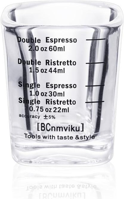 Espresso Shot Glass Liquid Heavy Sturdy Glass Shot Glasses Measuring cup Wine Glass 1 Pack 2oz/60ml By BCnmviku(Sturdy 1Pack)
