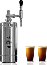 The Original Royal Brew Nitro Cold Brew Coffee Maker - Gift for Coffee Lovers - 128 oz Extra Large Home Keg, Nitrogen Gas System Coffee Dispenser Kit