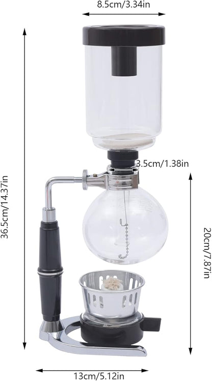 Siphon Syphon Coffee Maker Tabletop Glass Siphon Pot Syphon Coffee Maker Siphon Vacuum Coffee Maker Black (3 Cups(360ml))