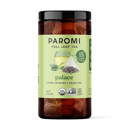 Paromi Palace Organic Green Tea, Signature Jar, 15 Count