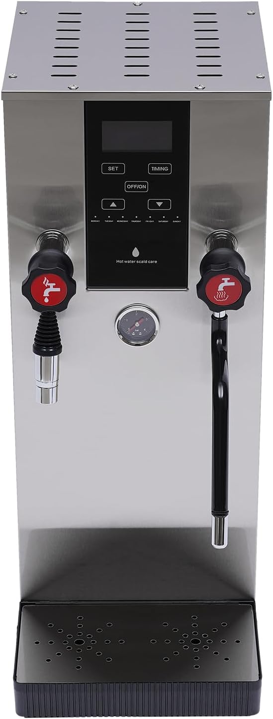 110V 2500W Commercial Milk Frother,Automatic Steam Boiling Water Machine with LED Display,12L Boiling Water Frothing Machine Milk Foam Maker for Espresso Coffee