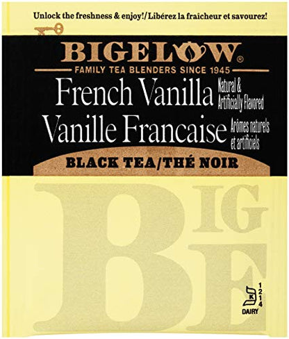 Bigelow French Vanilla Tea 28-Count Boxes (Pack of 6) Premium Black Tea Flavored with Vanilla Antioxidant-Rich Gluten-Free Full-Caffeine Tea in Foil-Wrapped Bags
