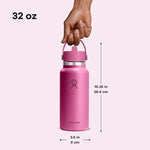 Load image into Gallery viewer, Hydro Flask Water Bottle - Insulated Stainless Steel - Wide Mouth Flex Straw Lid, Non Spill, Leakproof and Refillable in 32 Oz Reef Pink