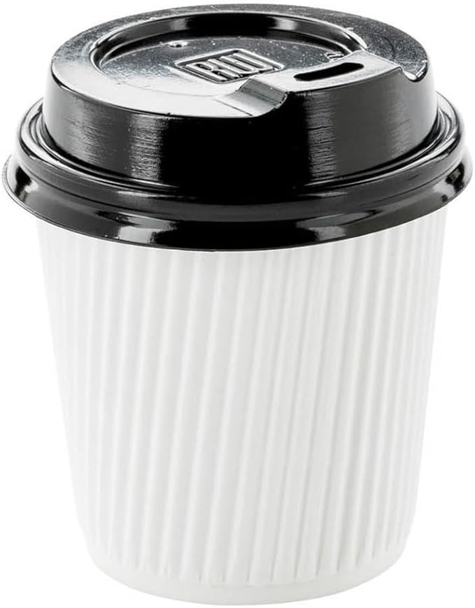 500-CT Disposable White 4-OZ Hot Beverage Cups with Ripple Wall Design: No Need for Sleeves - Perfect for Cafes - Eco-Friendly Recyclable Paper - Insulated - Wholesale Takeout Coffee Cup