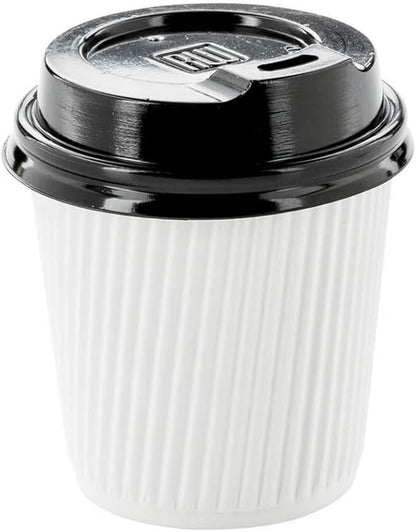 500-CT Disposable White 4-OZ Hot Beverage Cups with Ripple Wall Design: No Need for Sleeves - Perfect for Cafes - Eco-Friendly Recyclable Paper - Insulated - Wholesale Takeout Coffee Cup