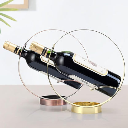 Metal Single Tabletop Wine Rack – Freestanding Countertop Decorative Wine Bottle Holder, Unique Wine Gifts and Accessories for Wine Lovers (Oil Rubbed Bronze)