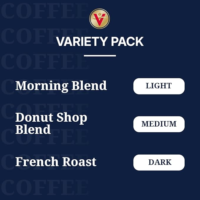 Victor Allen's Coffee Variety Pack (Morning Blend, Donut Shop Blend, and French Roast), 32 Count, Single Serve Coffee Pods for Keurig K-Cup Brewers