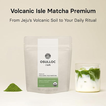 OSULLOC Volcanic Isle Matcha Powder, Premium Korean Matcha, Green tea powder from Jeju Island (2.12oz, 60g)