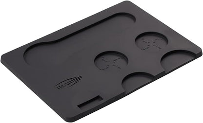 IKAPE Coffee Accessory Tool, Silicone Mat with Portafilter Holder, Espresso Tamping Station Mat, Distributor Food Safe & Non-Slip 11.61''x8.54'' (GJ-MAT)