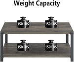 Load image into Gallery viewer, EXCEFUR Coffee Table with Storage Shelf, Rustic Wood and Metal Cocktail Table for Living Room, Grey