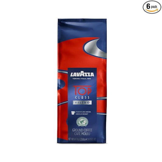 Lavazza Top Class Filtro Ground Coffee Medium Roast, 8 Ounce (Pack of 6)