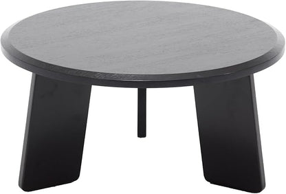 chairus 32 Inches Round Coffee Table Wooden Side Table Cute Circle End Table for Living Room, Home Decor, Balcony, Black